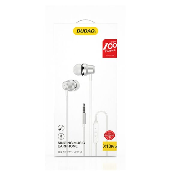 Dudao X10PRO wired headphones, mini jack 3.5mm, in-ear with remote control - white - Headsets - Speakers & Headphones - Techbox