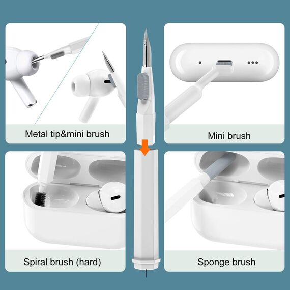 Tech-Protect 20-in-1 Multifunctional Cleaning Kit for Phone, Tablet, Laptop, and Headphones - White