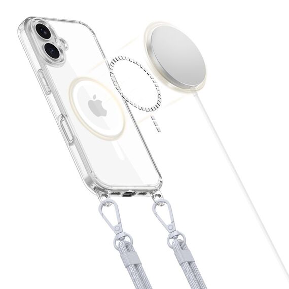 Tech-Protect Flexair Chain MagSafe Case for iPhone 16 - Clear + 2 Lanyards (Pink and Gray) | Techbox