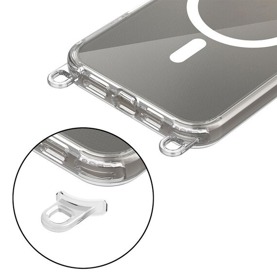 Tech-Protect Flexair Chain MagSafe Case for iPhone 16 - Clear + 2 Lanyards (Pink and Gray) | Techbox