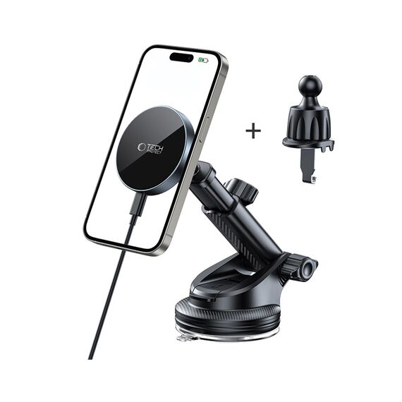 Tech-Protect mm15W-V5 Magnetic MagSafe Car Holder for Cockpit/Windshield/Air Vent - Black
