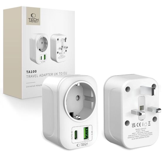 Tech-Protect TA100 UK Adapter - White