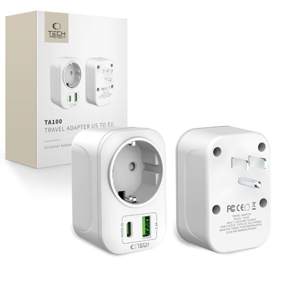 Tech-Protect TA100 US Adapter - White