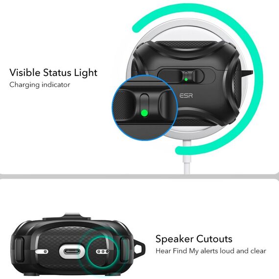 ESR Cyber ​​FlickLock MagSafe Case for AirPods Pro 3 - Black - Smartphone Accessories - Cables & Accessories - Techbox