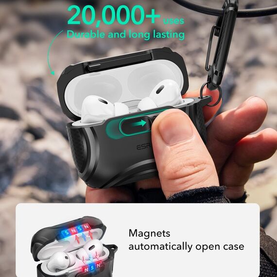 ESR Cyber ​​FlickLock MagSafe Case for AirPods Pro 3 - Black - Smartphone Accessories - Cables & Accessories - Techbox