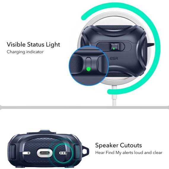 ESR Cyber ​​FlickLock MagSafe Case for AirPods Pro 3 - Navy Blue - Smartphone Accessories - Cables & Accessories - Techbox