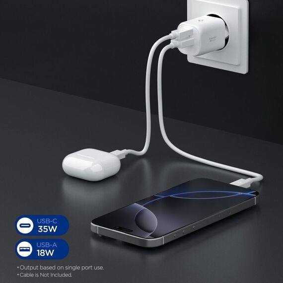 Spigen Essential EE352EU USB-C / USB-A 35W Wall Charger - White