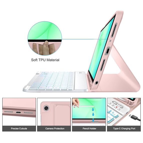 Tech-Protect SC Pen Case for Samsung Galaxy Tab A9+ / A11+ Plus 11.0 X210 / X215 / X216 / X230 / X235 / X236 - Pink | Techbox