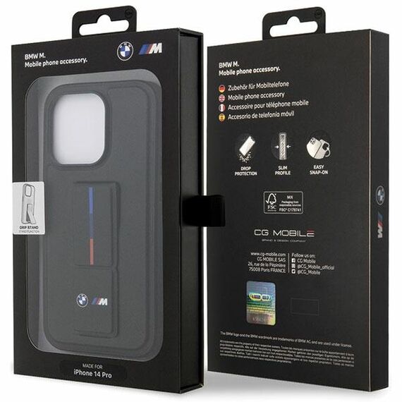 BMW Grip Stand Hot Stamp iPhone 14 Pro Case - Black | Techbox