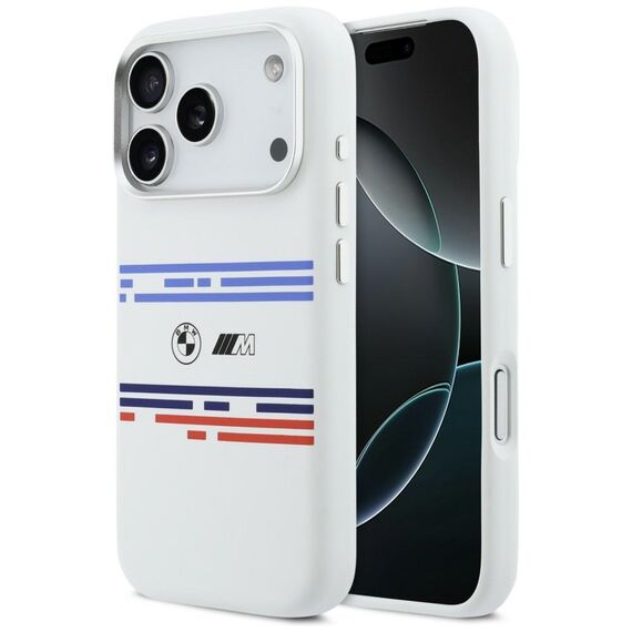 BMW M Silicon Horizontal Line MagSafe Case for iPhone 17 Pro - White | Techbox