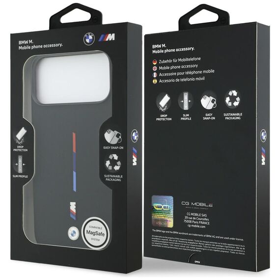 BMW M Silicon Tricolor Line MagSafe Case for iPhone 17 Pro Max - Black | Techbox