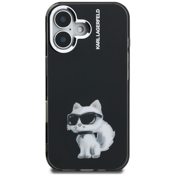 Karl Lagerfeld IML Aquarelle Choupette &amp; Logo iPhone 16 Case - Black | Techbox