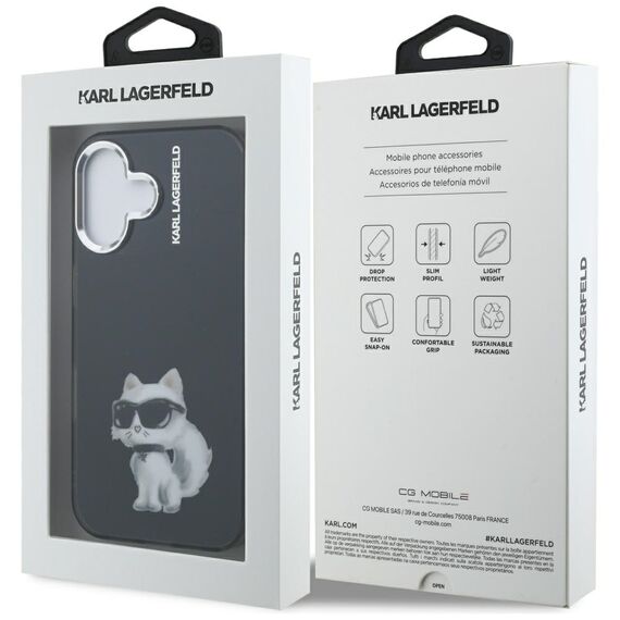 Karl Lagerfeld IML Aquarelle Choupette &amp; Logo iPhone 16 Case - Black | Techbox