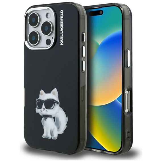 Karl Lagerfeld IML Aquarelle Choupette &amp; Logo iPhone 16 Pro Case - Black | Techbox