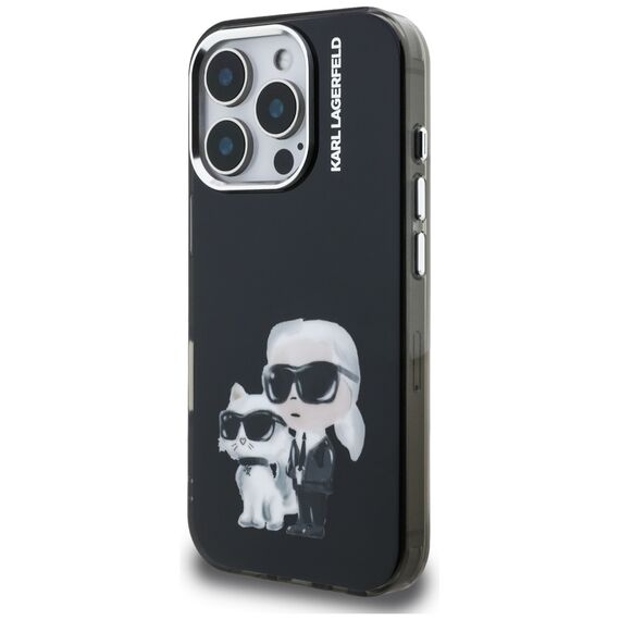 Karl Lagerfeld IML Aquarelle Karl &amp; Choupette &amp; Logo Case for iPhone 16 Pro Max - Black | Techbox