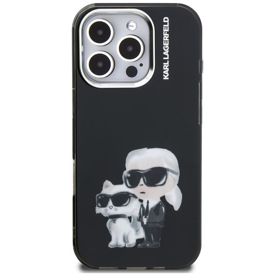 Karl Lagerfeld IML Aquarelle Karl &amp; Choupette &amp; Logo Case for iPhone 16 Pro Max - Black | Techbox