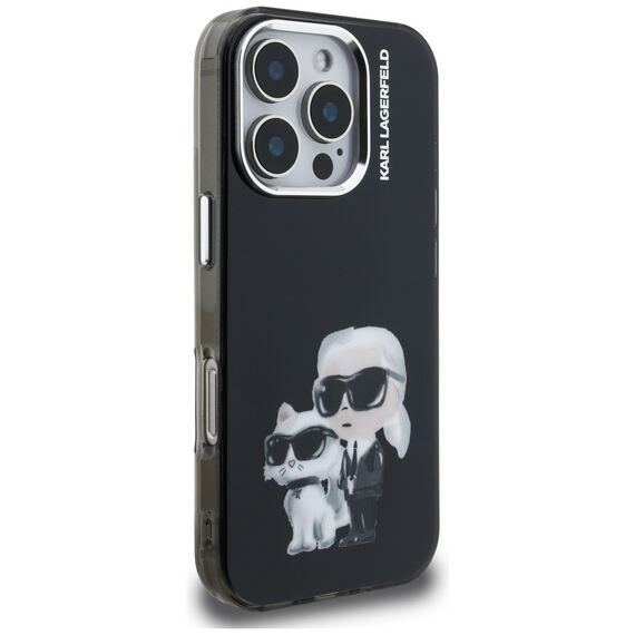 Karl Lagerfeld IML Aquarelle Karl &amp; Choupette &amp; Logo Case for iPhone 16 Pro Max - Black | Techbox