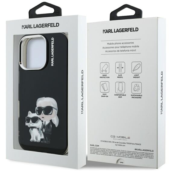 Karl Lagerfeld IML Aquarelle Karl &amp; Choupette &amp; Logo Case for iPhone 16 Pro Max - Black | Techbox