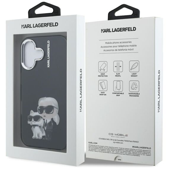 Karl Lagerfeld IML Aquarelle Karl &amp; Choupette &amp; Logo iPhone 16 Case - Black | Techbox