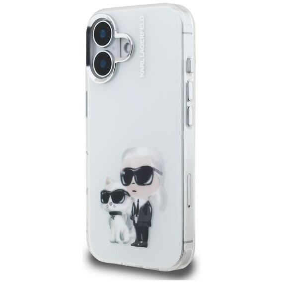 Karl Lagerfeld IML Aquarelle Karl &amp; Choupette &amp; Logo iPhone 16 Case - White | Techbox