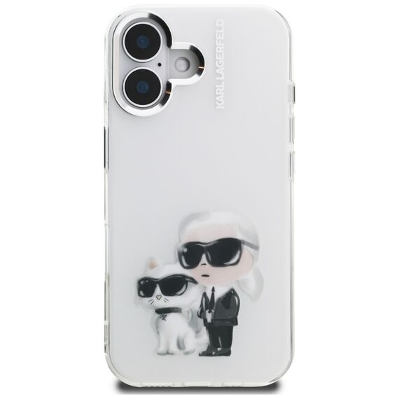 Karl Lagerfeld IML Aquarelle Karl &amp; Choupette &amp; Logo iPhone 16 Case - White | Techbox