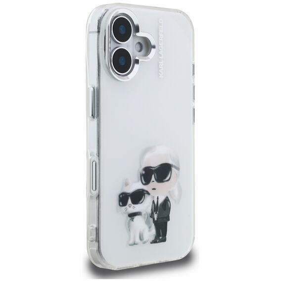 Karl Lagerfeld IML Aquarelle Karl &amp; Choupette &amp; Logo iPhone 16 Case - White | Techbox