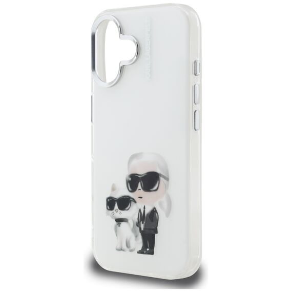 Karl Lagerfeld IML Aquarelle Karl &amp; Choupette &amp; Logo iPhone 16 Case - White | Techbox