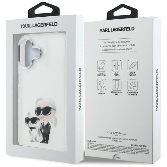 Karl Lagerfeld IML Aquarelle Karl &amp; Choupette &amp; Logo iPhone 16 Case - White | Techbox