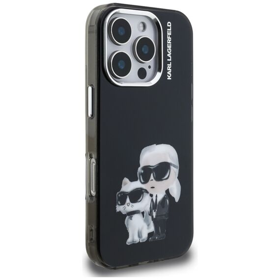 Karl Lagerfeld IML Aquarelle Karl &amp; Choupette &amp; Logo iPhone 16 Pro Case Black | Techbox