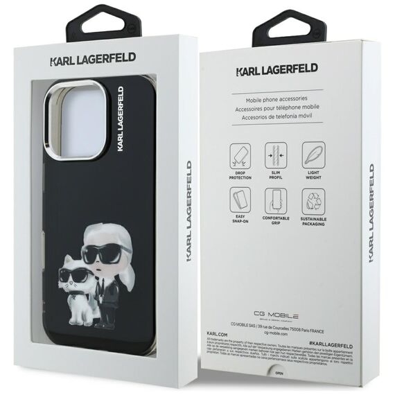 Karl Lagerfeld IML Aquarelle Karl &amp; Choupette &amp; Logo iPhone 16 Pro Case Black | Techbox