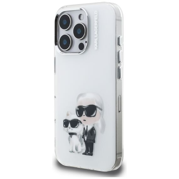 Karl Lagerfeld IML Aquarelle Karl &amp; Choupette &amp; Logo iPhone 16 Pro Case - White | Techbox
