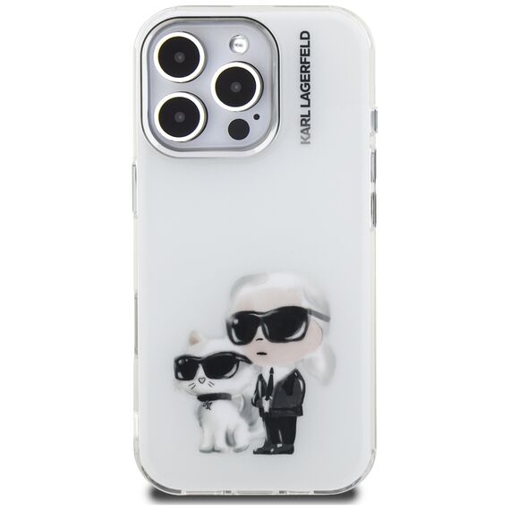 Karl Lagerfeld IML Aquarelle Karl &amp; Choupette &amp; Logo iPhone 16 Pro Case - White | Techbox