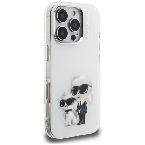 Karl Lagerfeld IML Aquarelle Karl &amp; Choupette &amp; Logo iPhone 16 Pro Case - White | Techbox