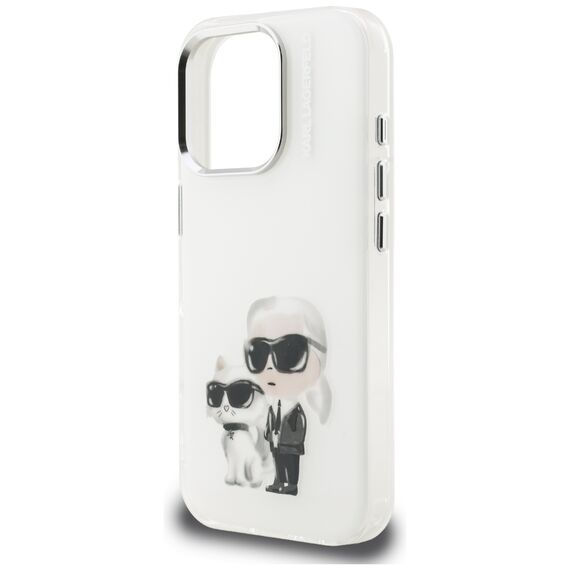 Karl Lagerfeld IML Aquarelle Karl &amp; Choupette &amp; Logo iPhone 16 Pro Case - White | Techbox