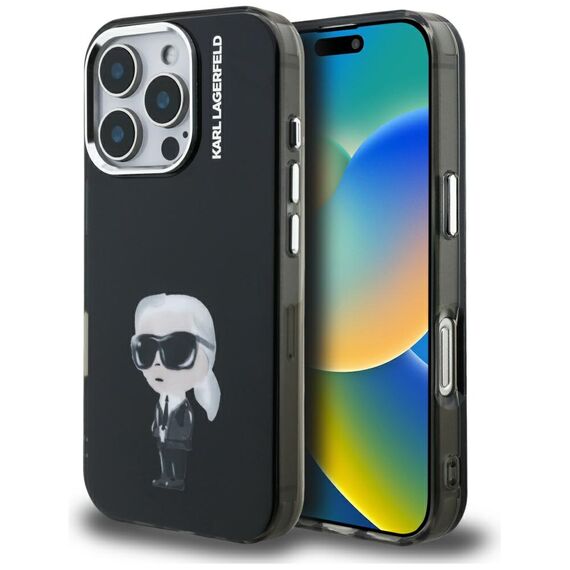 Karl Lagerfeld IML Aquarelle Karl &amp; Logo MagSafe Case for iPhone 16 Pro - Black | Techbox