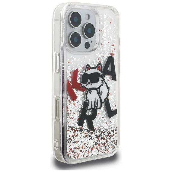 Karl Lagerfeld Liquid Glitter Choupette Logo Case for iPhone 16 Pro - Clear | Techbox