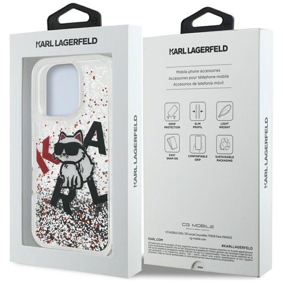 Karl Lagerfeld Liquid Glitter Choupette Logo Case for iPhone 16 Pro - Clear | Techbox