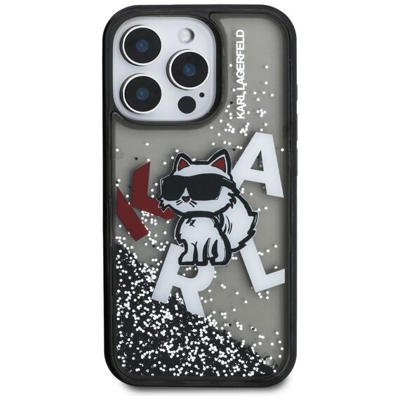 Karl Lagerfeld Liquid Glitter Choupette Logo Case for iPhone 16 Pro Max - Black | Techbox