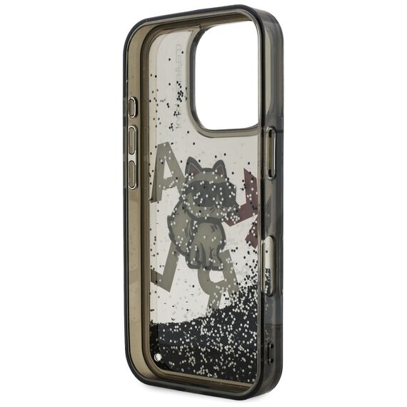 Karl Lagerfeld Liquid Glitter Choupette Logo Case for iPhone 16 Pro Max - Black | Techbox