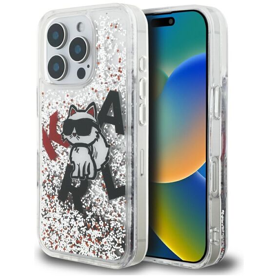 Karl Lagerfeld Liquid Glitter Choupette Logo Case for iPhone 16 Pro Max - Clear | Techbox
