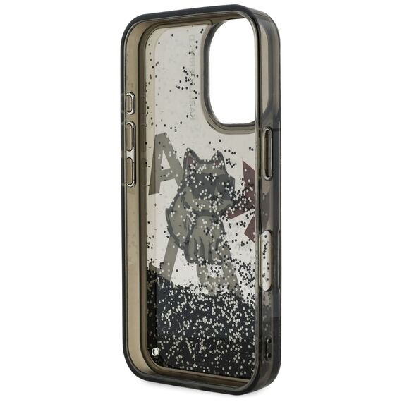 Karl Lagerfeld Liquid Glitter Choupette Logo iPhone 16 Case - Black | Techbox