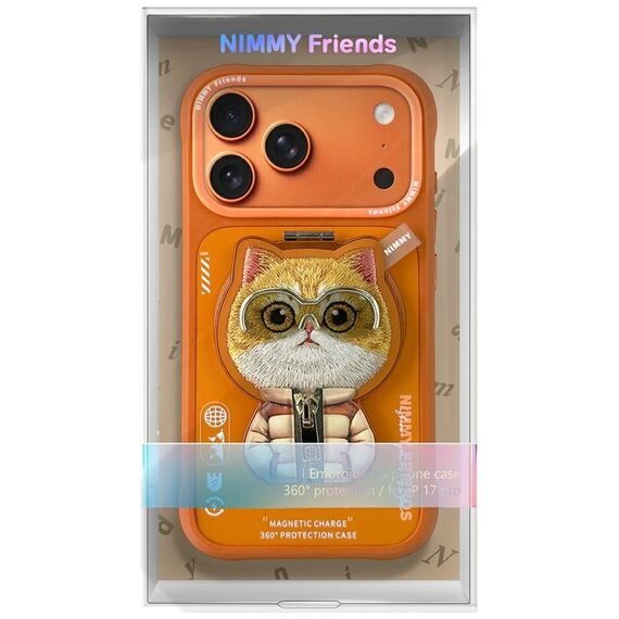 Nimmy Cool&amp;Cute 2.0 Cat Case for iPhone 17 Pro Max with Magnetic Hanger - Orange | Techbox