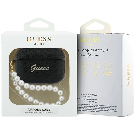 Guess Glitter Pearl Strap Case for AirPods Pro 3 - Black