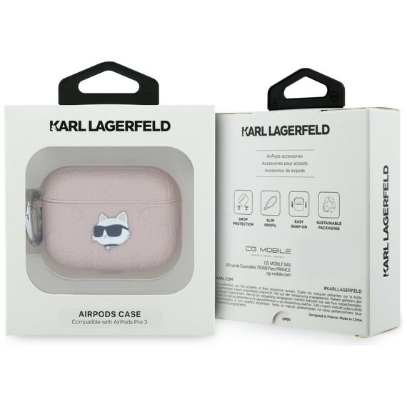 Karl Lagerfeld Monogram Choupette Head Case for AirPods Pro 3 - Pink