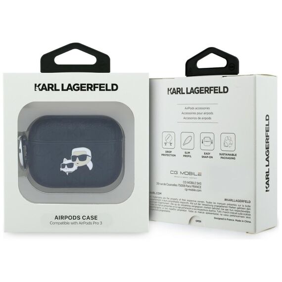 Karl Lagerfeld Monogram Karl &amp; Choupette Head Case for AirPods Pro 3 - Black