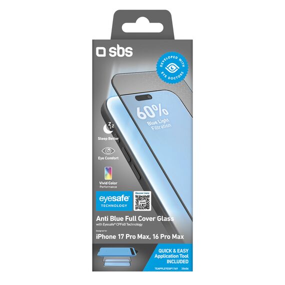 SBS Eyesafe Tempered Glass for iPhone 17 Pro Max/16 Pro Max with Applicator - Uncategorized Screen Protection (2) - Screen & Camera Protection - Techbox