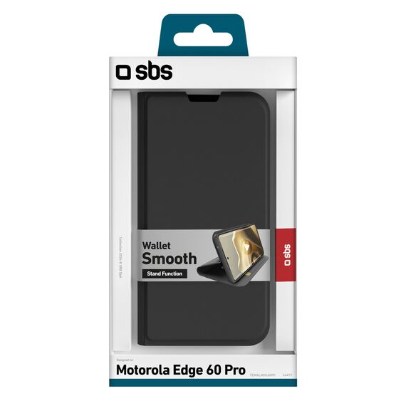 SBS Wallet Smooth Case for Motorola Edge 60 Pro with Flip - Black | Techbox