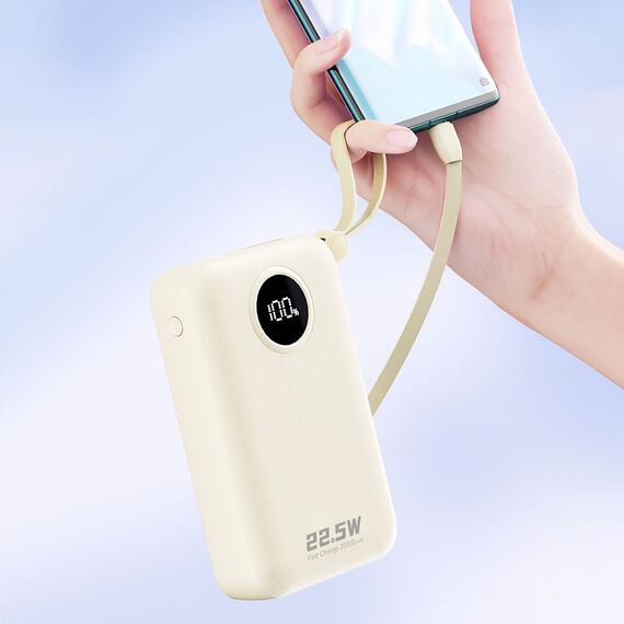 Dudao K14+ Powerbank 20000mAh 22.5W USB-C / USB-A / Built-in Lightning and USB-C Cables - White | Techbox