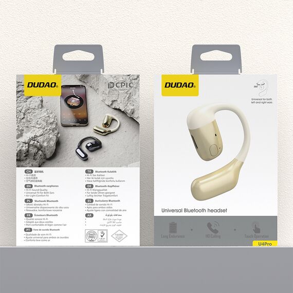 Dudao U4Pro Universal Bluetooth headset (Universal Fit for Both Ears) Beige