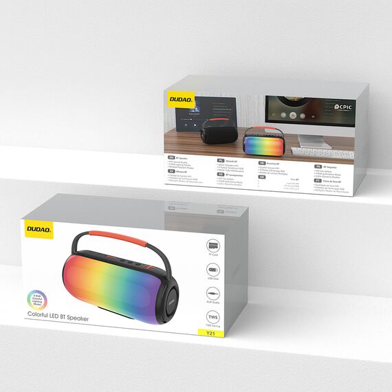 Dudao Y21 Wireless Speaker with RGB Backlight Bluetooth 5.3 - Black | Techbox